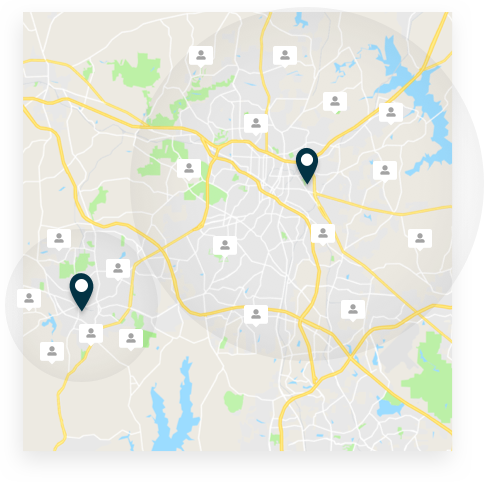 map with radii